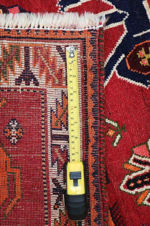 197x110 cm Persian Qashqai Tribal Wool Rug Hand Knotted Red - Rugoutlet
