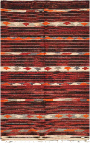290x144 cm Lori Kilim Wool Rugs Handmade Maroon - Rugoutlet