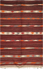 290x144 cm Lori Kilim Wool Rugs Handmade Maroon - Rugoutlet