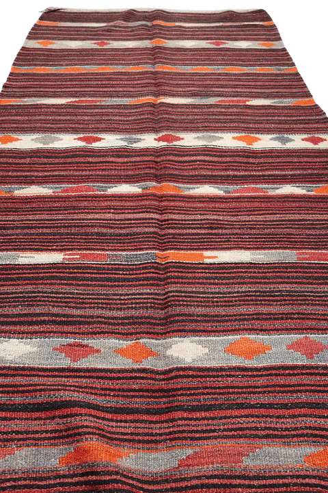 290x144 cm Lori Kilim Wool Rugs Handmade Maroon - Rugoutlet
