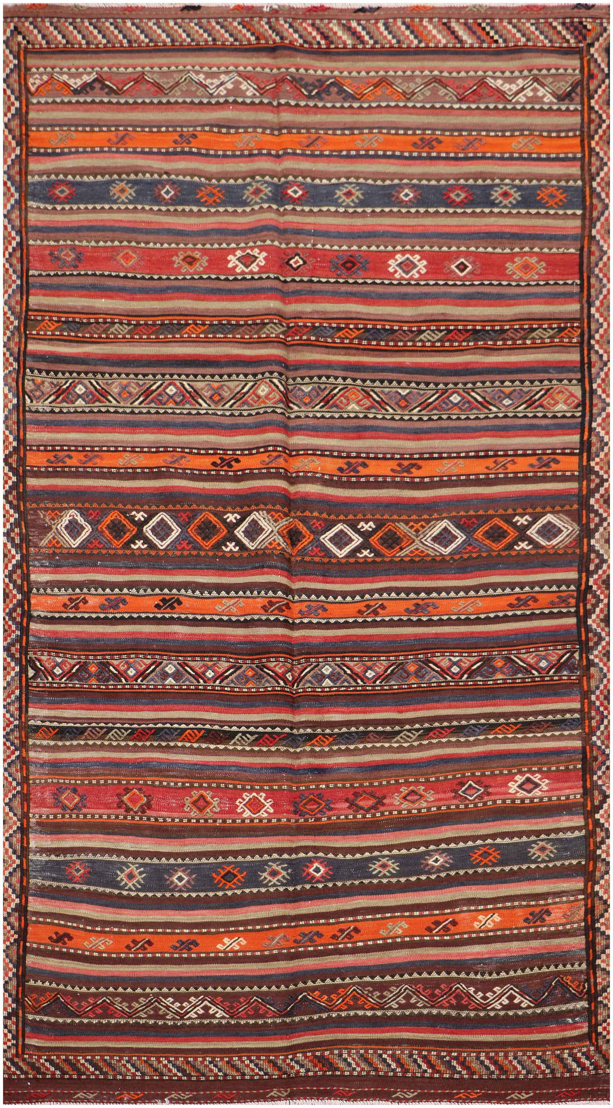 289X136 cm Antique Qashqai Kilim Sumak Tribal Wool Rugs Handmade Maroon - Rugoutlet