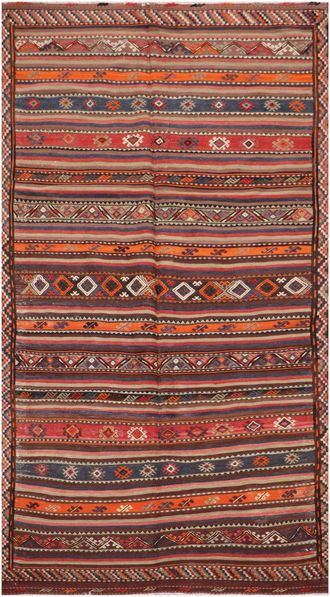 289X136 cm Antique Qashqai Kilim Sumak Tribal Wool Rugs Handmade Maroon - Rugoutlet