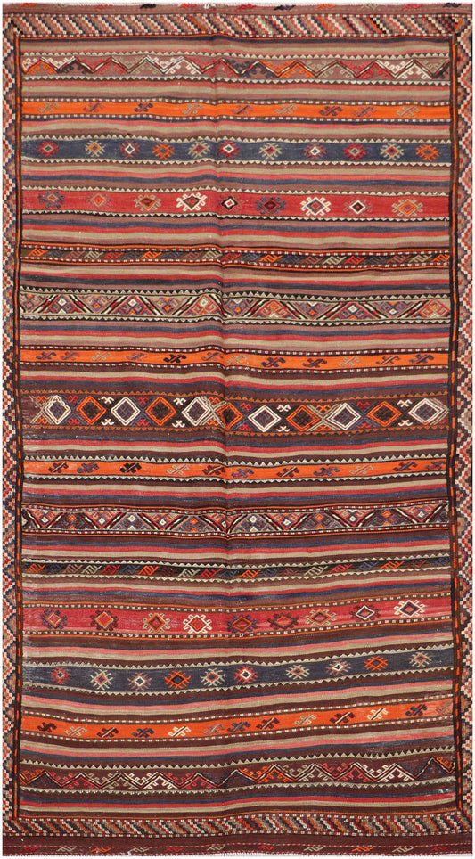 289X136 cm Antique Qashqai Kilim Sumak Tribal Wool Rugs Handmade Maroon