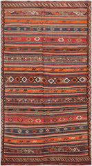 289X136 cm Antique Qashqai Kilim Sumak Tribal Wool Rugs Handmade Maroon - Rugoutlet