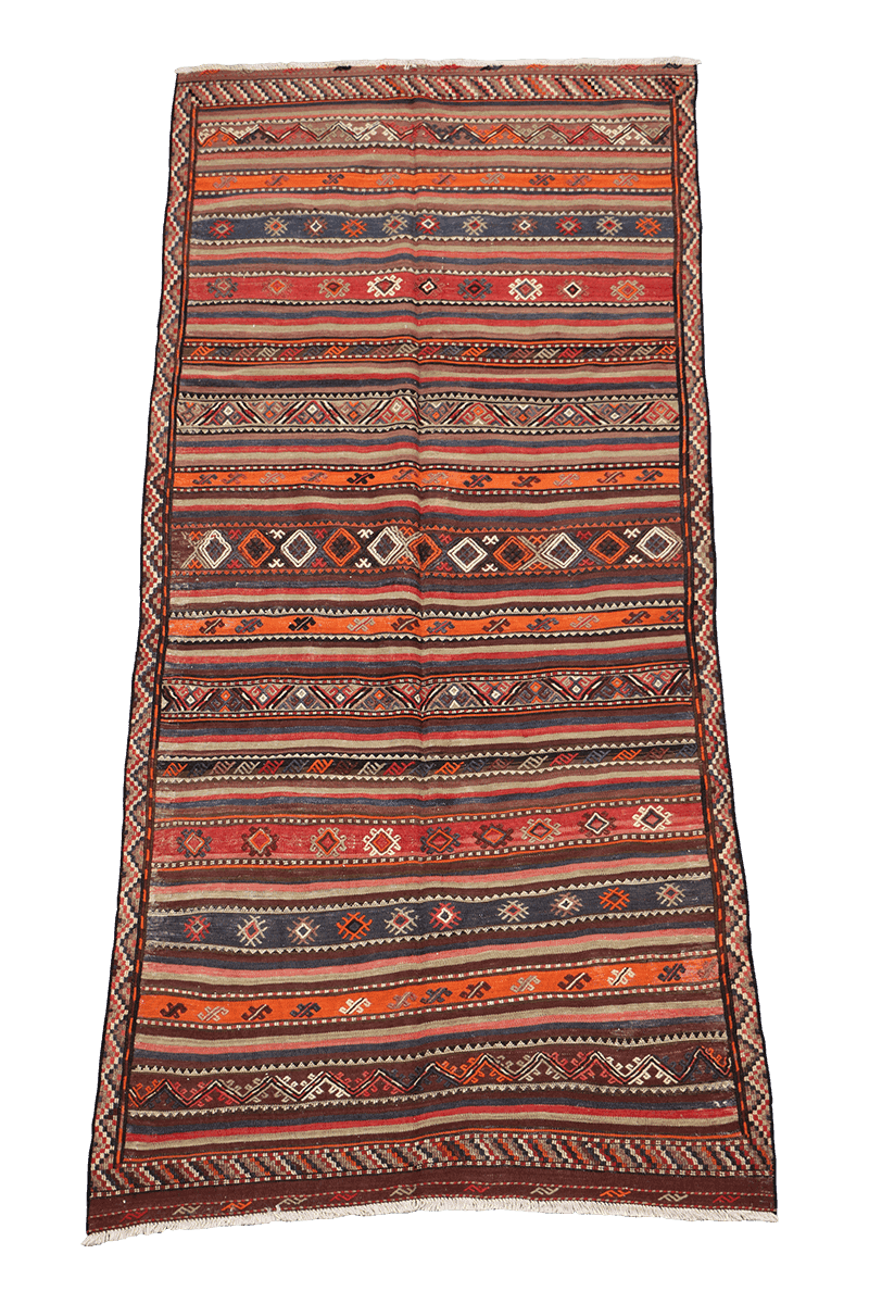 289X136 cm Antique Qashqai Kilim Sumak Tribal Wool Rugs Handmade Maroon - Rugoutlet