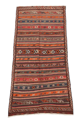 289X136 cm Antique Qashqai Kilim Sumak Tribal Wool Rugs Handmade Maroon - Rugoutlet