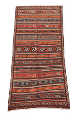 289X136 cm Antique Qashqai Kilim Sumak Tribal Wool Rugs Handmade Maroon - Rugoutlet