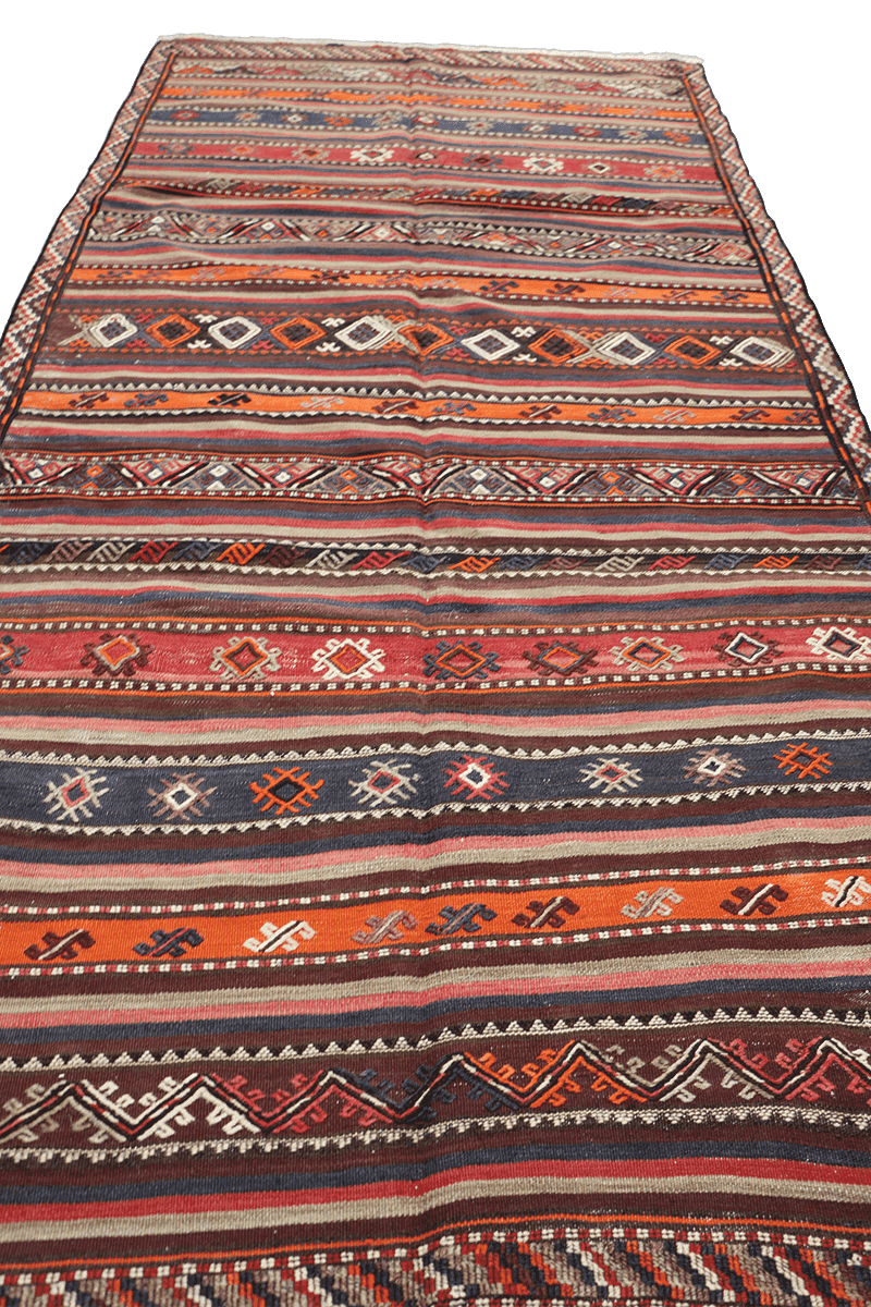 289X136 cm Antique Qashqai Kilim Sumak Tribal Wool Rugs Handmade Maroon - Rugoutlet