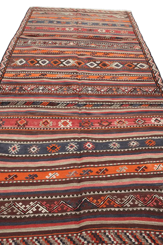 289X136 cm Antique Qashqai Kilim Sumak Tribal Wool Rugs Handmade Maroon - Rugoutlet