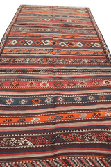 289X136 cm Antique Qashqai Kilim Sumak Tribal Wool Rugs Handmade Maroon - Rugoutlet