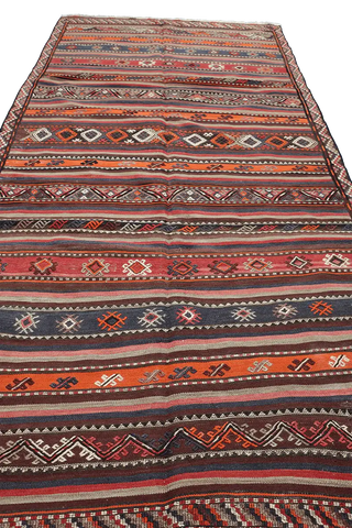 289X136 cm Antique Qashqai Kilim Sumak Tribal Wool Rugs Handmade Maroon - Rugoutlet