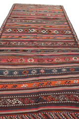 289X136 cm Antique Qashqai Kilim Sumak Tribal Wool Rugs Handmade Maroon - Rugoutlet