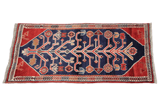 172x102 cm Persian Qashqai Tribal Wool Rug Handmade Red Blue - Rugoutlet