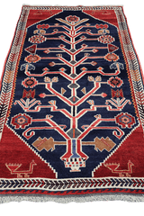 172x102 cm Persian Qashqai Tribal Wool Rug Handmade Red Blue - Rugoutlet