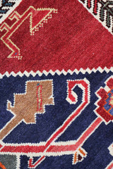 172x102 cm Persian Qashqai Tribal Wool Rug Handmade Red Blue - Rugoutlet