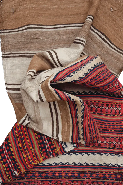 170x75 cm Qashqai Kilim Sumak Wool Rug Handmade Maroon Brown - Rugoutlet