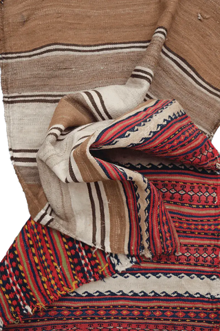 170x75 cm Qashqai Kilim Sumak Wool Rug Handmade Maroon Brown - Rugoutlet