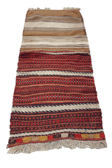 170x75 cm Qashqai Kilim Sumak Wool Rug Handmade Maroon Brown - Rugoutlet