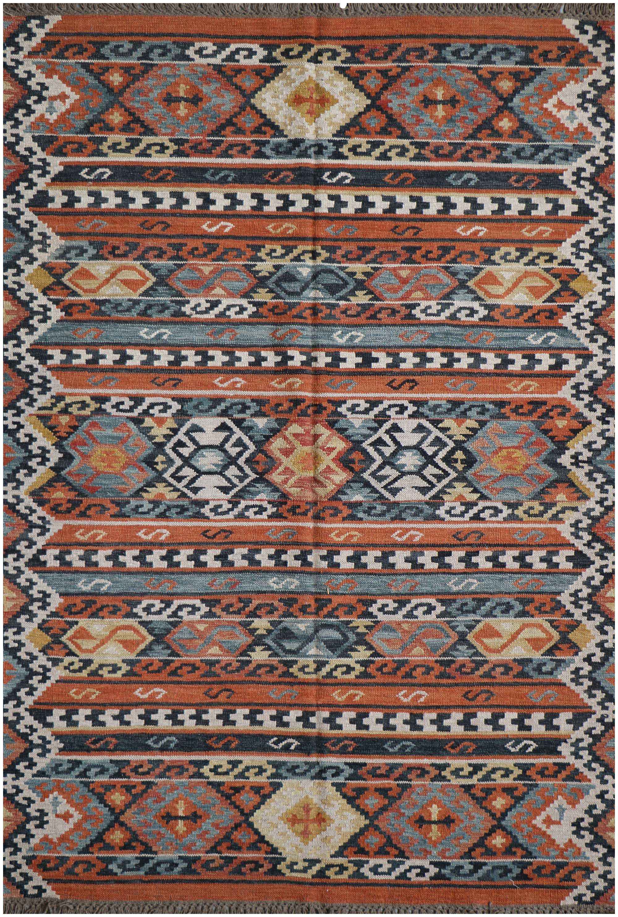 245x172 cm Shiraz Kilim Tribal Wool Rugs Hand Knotted Multi-Coloured - Rugoutlet