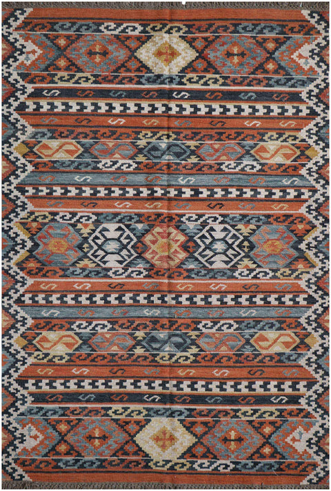 245x172 cm Shiraz Kilim Tribal Wool Rugs Hand Knotted Multi-Coloured - Rugoutlet
