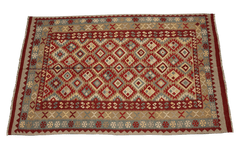 243x166 cm Shiraz Kilim Tribal Wool Rug Hand Knotted Red Brown - Rugoutlet