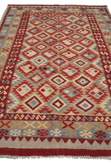 243x166 cm Shiraz Kilim Tribal Wool Rug Hand Knotted Red Brown - Rugoutlet