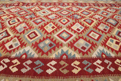 243x166 cm Shiraz Kilim Tribal Wool Rug Hand Knotted Red Brown - Rugoutlet