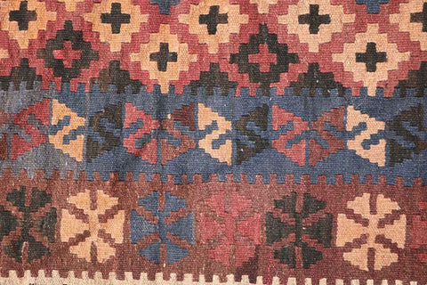 367x80 cm Afghan Kilim Runner Tribal Wool Rug Handmade Maroon - Rugoutlet