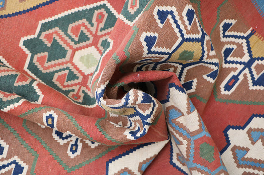 248x158cm Persian Shiraz Kilim Wool Handmade burnt Orange rug