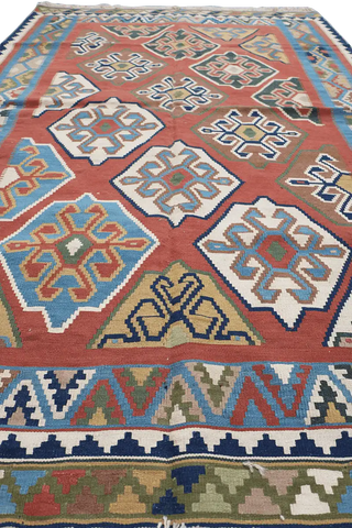 248x158cm Persian Shiraz Kilim Wool Handmade burnt Orange rug - Rugoutlet