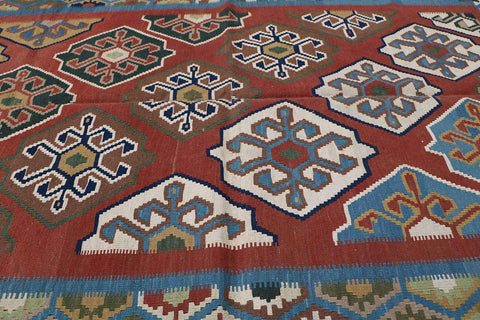 248x158cm Persian Shiraz Kilim Wool Handmade burnt Orange rug - Rugoutlet