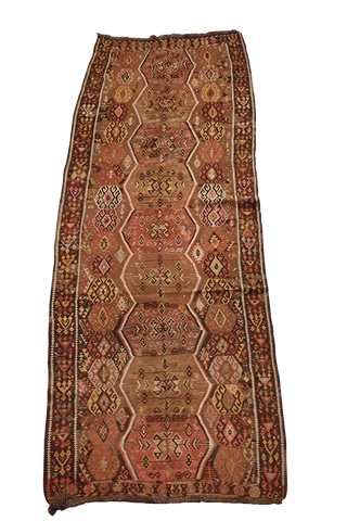 360x144cm Antique Turkish wool handmade Kilim Brown - Rugoutlet