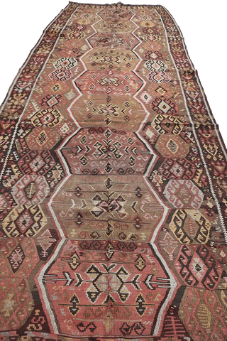 360x144cm Antique Turkish wool handmade Kilim Brown - Rugoutlet
