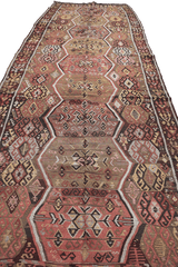 360x144cm Antique Turkish wool handmade Kilim Brown