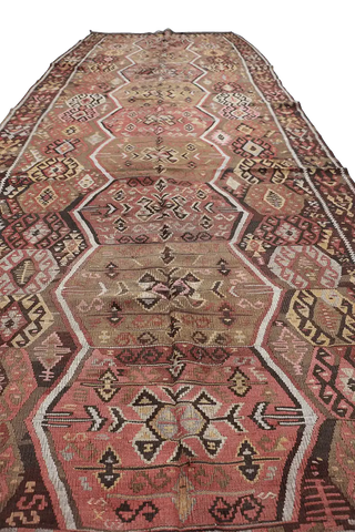 360x144cm Antique Turkish wool handmade Kilim Brown - Rugoutlet