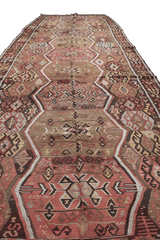 360x144cm Antique Turkish wool handmade Kilim Brown