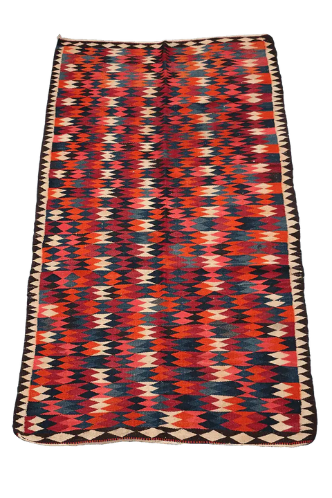 300x157 cm Antique Lori Kilim Tribal Wool Rug Handmade Red - Rugoutlet