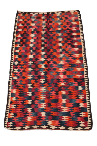 300x157 cm Antique Lori Kilim Tribal Wool Rug Handmade Red - Rugoutlet