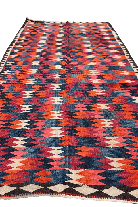 300x157 cm Antique Lori Kilim Tribal Wool Rug Handmade Red - Rugoutlet