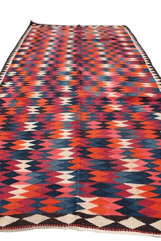 300x157 cm Antique Lori Kilim Tribal Wool Rug Handmade Red - Rugoutlet