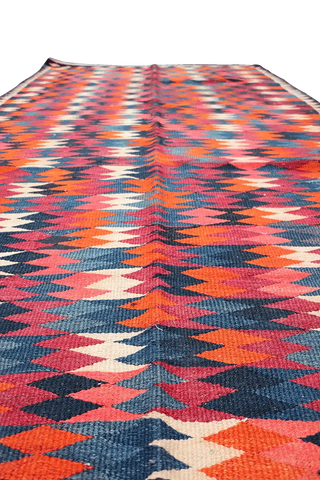 300x157 cm Antique Lori Kilim Tribal Wool Rug Handmade Red - Rugoutlet