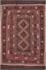 300x194 cm Afghan Kilim Wool Rug Handmade Brown - Rugoutlet