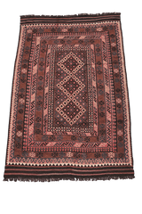 300x194 cm Afghan Kilim Wool Rug Handmade Brown - Rugoutlet