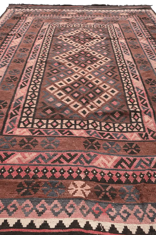 300x194 cm Afghan Kilim Wool Rug Handmade Brown - Rugoutlet