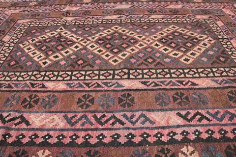 300x194 cm Afghan Kilim Wool Rug Handmade Brown - Rugoutlet