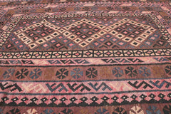 300x194 cm Afghan Kilim Wool Rug Handmade Brown - Rugoutlet