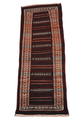 295x100 cm Baluch Kilim Sumak Tribal Wool Rugs Hand Knotted Maroon - Rugoutlet