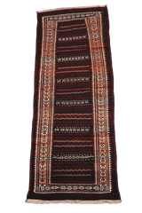 295x100 cm Baluch Kilim Sumak Tribal Wool Rugs Hand Knotted Maroon - Rugoutlet