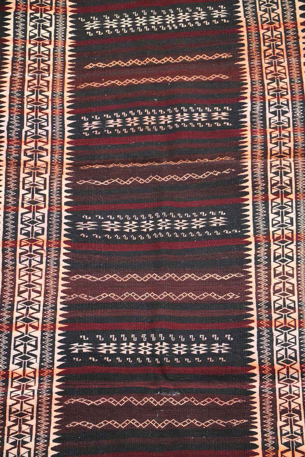 295x100 cm Baluch Kilim Sumak Tribal Wool Rugs Hand Knotted Maroon - Rugoutlet