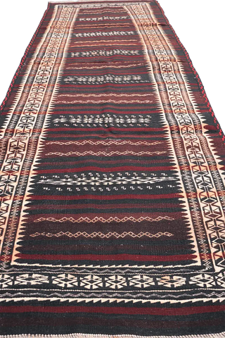 295x100 cm Baluch Kilim Sumak Tribal Wool Rugs Hand Knotted Maroon - Rugoutlet